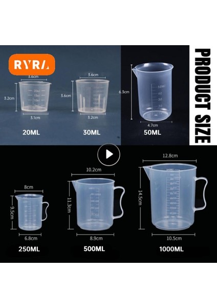1000ML 1 Adet Şeffaf Plastik Dereceli Ölçüm Kabı Pişirme Kabı Sıvı Şeffaf Ölçü Sürahi Konteyner 30ML /50ML /500ML /1000ML (Yurt Dışından) indirimleri