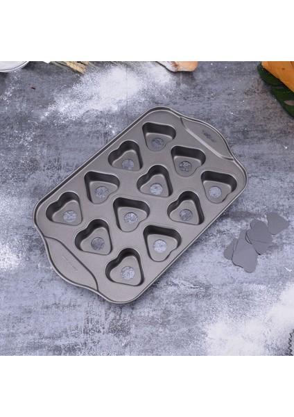 Kalp 12 Bardak Yapışmaz Yuvarlak Şekilli Cheesecake Fincan Mini Kek Fırın Tepsisi Çıkarılabilir Alt Pişirme Kek Tepsisi Muffin Kalıp (Yurt Dışından)