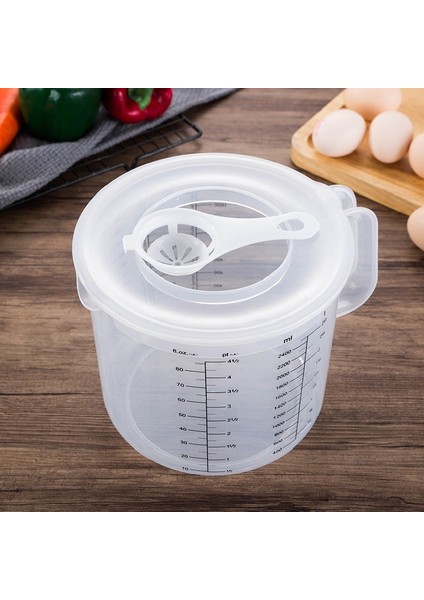 Beyaz Şeffaf Plastik Karıştırma Kabı 2.5l Pişirme Ölçme Kabı Ölçeği Kapaklı Karıştırma Kabı (Yurt Dışından) fırsatları