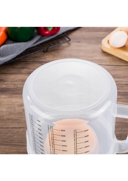 Beyaz Şeffaf Plastik Karıştırma Kabı 2.5l Pişirme Ölçme Kabı Ölçeği Kapaklı Karıştırma Kabı (Yurt Dışından) indirimleri