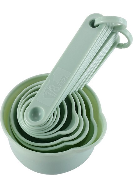 Yeşil 10 Adet/takım Ölçüm Kaşıkları Renkli Plastik Ölçü Kaşığı/fincan Mutfak Süper Kullanışlı Şeker Kek Pişirme Araçları Kaşık Ölçüm Kabı (Yurt Dışından)