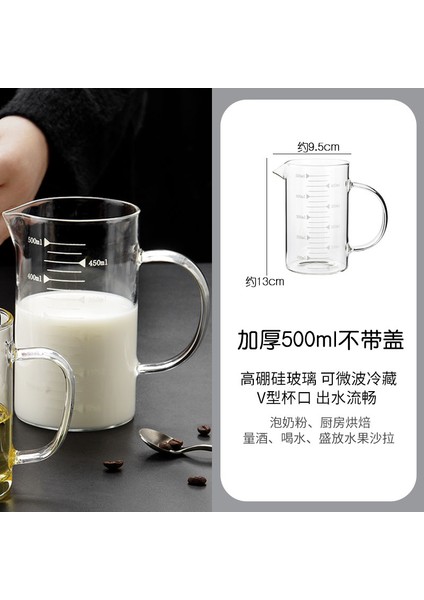 500ML Kapaksız Yüksek Sıcaklığa Dayanıklı Sıvı Ölçüm Kabı Mutfak Pişirme Ölçüm Aracı Cam Ölçekli Süt Kupası Ölçüm Kabı (Yurt Dışından)