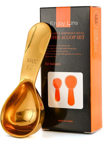 Siyah Büyük 304 Paslanmaz Çelik Kahve Tozu Kaşığı Ölçekli 30 ml 15 ml Pişirme Aracı Kahve Çekirdeği Ölçüm Kaşığı (Yurt Dışından)