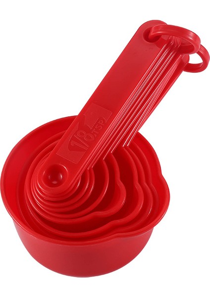 Kırmızı 10 Adet/takım Ölçüm Kaşıkları Renkli Plastik Ölçü Kaşığı/fincan Mutfak Süper Kullanışlı Şeker Kek Pişirme Araçları Kaşık Ölçüm Kabı (Yurt Dışından)