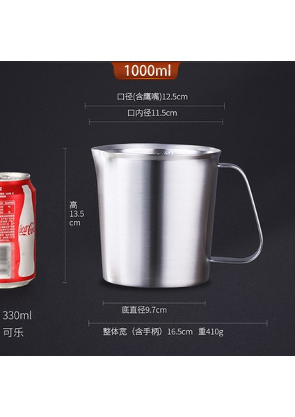 1000 ml 304 Paslanmaz Çelik Ölçüm Kabı Iç Ölçekli Tasarım Sıvı Çekme Çiçek Mutfak Fırında Tedarik Araçları (Yurt Dışından)