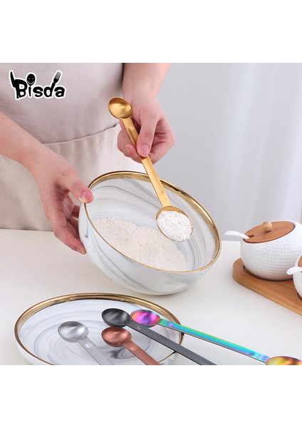 Gümüş 2 Adet 15ML + 5ml Çift Başlı Ölçüm Kaşığı Kahve Şeker Kepçe Altın Ölçüm Bardak Mutfak Ölçme Araçları Pişirme Araçları (Yurt Dışından) modelleri