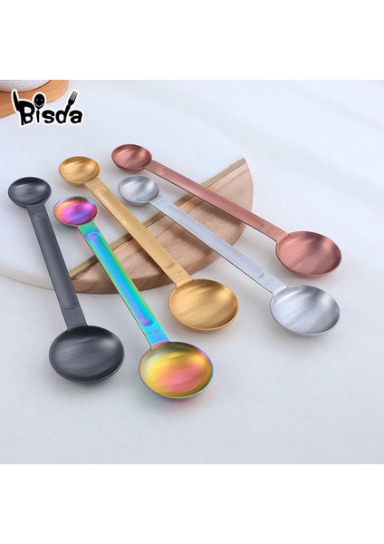 Gümüş 2 Adet 15ML + 5ml Çift Başlı Ölçüm Kaşığı Kahve Şeker Kepçe Altın Ölçüm Bardak Mutfak Ölçme Araçları Pişirme Araçları (Yurt Dışından) indirimleri