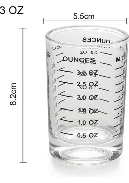 1 Kırmızı 1 Siyah Cam Espresso Ons Ölçüm Kabı 90 ml Çift Ölçekli Yuvarlak Oz Su Bardağı Kalın Alt Pişirme Kahve Kırmızı Siyah (Yurt Dışından) fırsatları