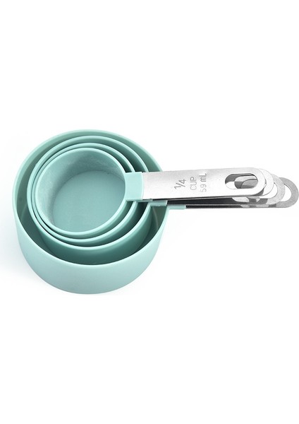 Fincan Yeşil 4 Adet/takım Plastik Çok Amaçlı Ölçüm Kabı Ölçüm Kaşığı Paslanmaz Çelik Saplı Mezun Ölçüm Pişirme Araçları (Yurt Dışından)