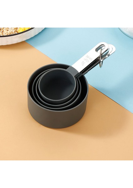 4 Adet Gri Fincan Paslanmaz Çelik Ölçme Bardak Seti 8 Kepçe Çay Kahve Mutfak Gadget Setleri Pişirme Aksesuarları Ölçme Kek Araçları Terazi Seti (Yurt Dışından)