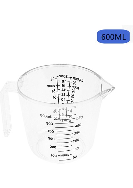 600ML 150/300/600/1000 ml Plastik Ölçüm Kabı Temizle Ölçekli Gösterisi Şeffaf Kupa Dekantör Ağzı Ölçüm Cihazı Görsel Ölçekli Pişirme Aracı (Yurt Dışından)