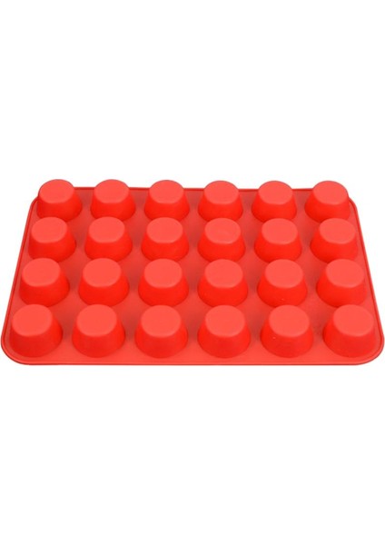 Kırmızı Bakeware 24'lü Muffin Tavası Silikon Yapışmaz Cupcake Pişirme Mutfağı (Yurt Dışından)
