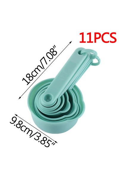 Kupa-Koyu Yeşil-11 Adet 5/6/10/11 Adet/set Plastik Renkli Ölçüm Kabı Çift Ölçekli Ölçüm Kaşığı Seti Mutfak Aksesuarları Pişirme Araçları Ev Gereçleri (Yurt Dışından)
