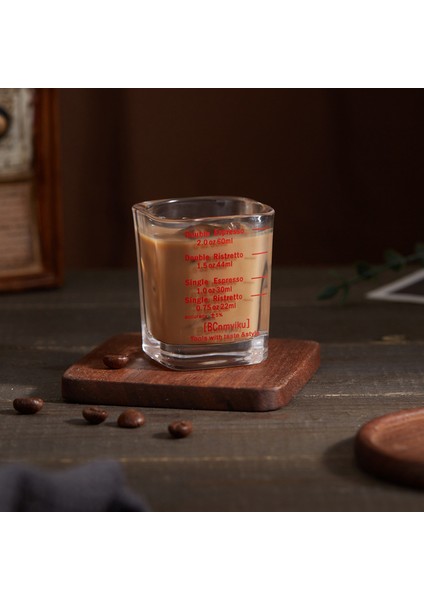 60ML 1 Adet Siyah Terazi 60ML Espresso Kahve Ölçüm Cam Kupa, Ons Bardak Ölçekli Kavurma Ölçüm Fincan Çift Dozajlı Kare Kahve Kupa ile Kalınlaşmış (Yurt Dışından) fırsatları