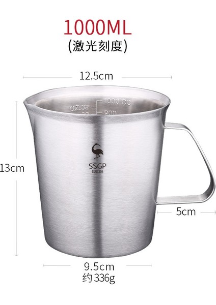 500 ml Logo Olmadan Kalınlaşmış 304 Paslanmaz Çelik Ölçme Fincan Ölçekli Süt Çay Mutfak Pişirme Büyük Kapasiteli Metre (Yurt Dışından) modelleri