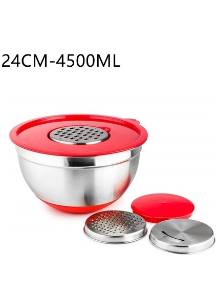 24 cm Silikon Saplı Paslanmaz Çelik Kaymaz Ölçekli Karıştırma Kabı Mutfak Salata Kaseleri Pişirme Pişirme Yumurta Mikseri Gıda Depolama Için Set (Yurt Dışından)