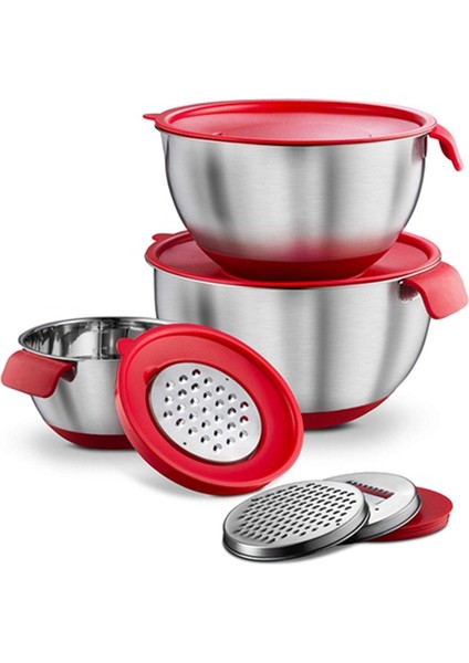24 cm Silikon Saplı Paslanmaz Çelik Kaymaz Ölçekli Karıştırma Kabı Mutfak Salata Kaseleri Pişirme Pişirme Yumurta Mikseri Gıda Depolama Için Set (Yurt Dışından) modelleri