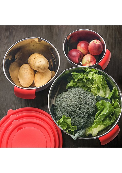 24 cm Silikon Saplı Paslanmaz Çelik Kaymaz Ölçekli Karıştırma Kabı Mutfak Salata Kaseleri Pişirme Pişirme Yumurta Mikseri Gıda Depolama Için Set (Yurt Dışından) fırsatları