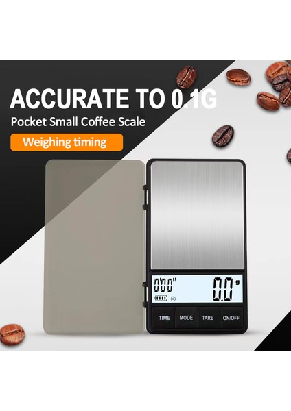 1kg-0.1g Mini Cep Kahve Ölçeği Zamanlayıcı 1000 x 0.1g Dijital Gram Ölçeği Büyük LCD Ekran Espresso Ölçeği Tara Fonksiyonu Altın Mücevher Terazileri (Yurt Dışından)