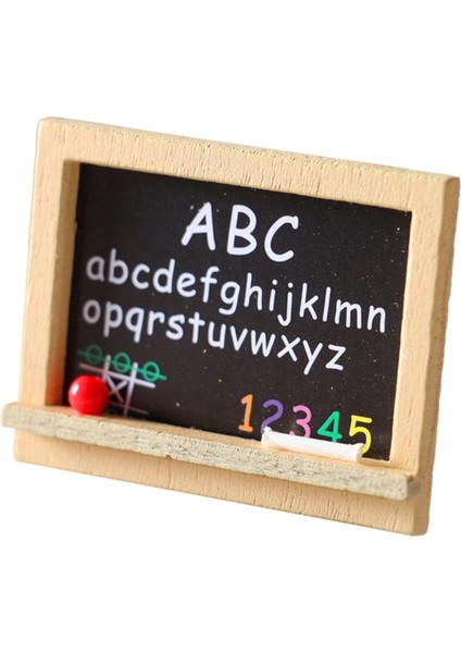 Abc Yazı Tahtası 1:12 Ölçekli Minyatür Kara Tahta Modeli Küçük Yazı Tahtası Ahşap Boyama Şövale-Dollhouse Mobilya Mini Süsleme-Aksesuarları (Yurt Dışından)