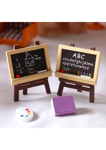 Abc Yazı Tahtası 1:12 Ölçekli Minyatür Kara Tahta Modeli Küçük Yazı Tahtası Ahşap Boyama Şövale-Dollhouse Mobilya Mini Süsleme-Aksesuarları (Yurt Dışından) modelleri