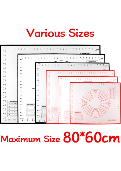 Kırmızı 29X26CM 80/70/60CM Büyük Boy Silikon Pişirme Matı Yoğurma Pedi Araçları Krep Pizza Hamuru Yapışmaz Mutfak Için Silikon Mat (Yurt Dışından)
