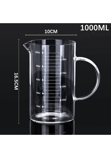 1000ML Ölçüm Bardağı Cam Kahve Süt Kupası Mezun Pasta Ölçüm Bardakları Sıvı Süt Sürahisi Ölçeği ile Pişirme Pişirme Mutfak Gereçleri (Yurt Dışından)
