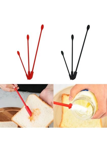 Siyah M Mini Çift Başlı Silikon Spatula Ince Kavanoz Makyaj Tereyağlı Kek Için - Yeniden Kullanılabilir Spatulalı Kaşık Spatula Mutfak Pişirme Aletleri (Yurt Dışından) modelleri