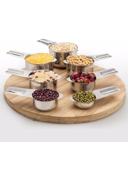 7 Adet Paslanmaz Çelik Ölçme Bardak Pişirme Kahve Çay Mutfak Ölçme Kaşığı Terazi Kepçe Seti Ölçme Aletleri Kolay Kavrama (Yurt Dışından)