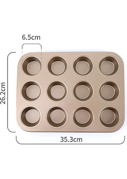 Altın 12 Izgara Küçük 12/9/6 Delik Yapışmaz Kek Pişirme Kalıbı Puding Tava Muffin Fincan Pişirme Kalıp Karbon Çelik Düz Fincan Kek Kalıbı Mutfak Pişirme Araçları (Yurt Dışından)