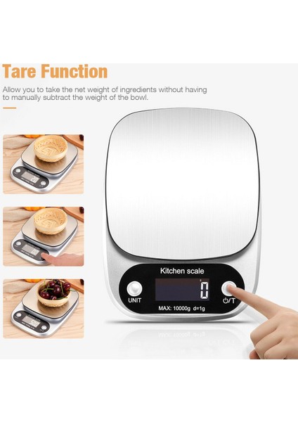 Gümüş 3kg 0.1g Dijital Mutfak Terazisi 5KG/10KG Gıda Çok Fonksiyonlu Paslanmaz Çelik Denge LCD Ekran Gram Gram Ons Pişirme Pişirme Ölçme (Yurt Dışından) modelleri