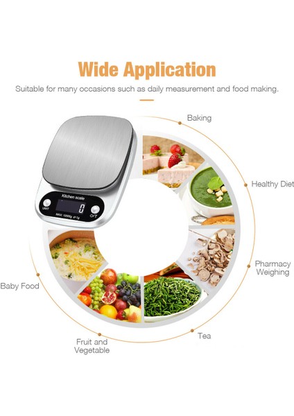 Gümüş 3kg 0.1g Dijital Mutfak Terazisi 5KG/10KG Gıda Çok Fonksiyonlu Paslanmaz Çelik Denge LCD Ekran Gram Gram Ons Pişirme Pişirme Ölçme (Yurt Dışından) fırsatları