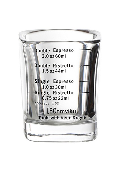 Siyah Espresso Kahve Onsu Kavurma Ölçüm Bardağı Cam 60ML Kare Kalınlaşmış Ons Mezun Konsantre Basit Isıya Dayanıklı (Yurt Dışından)