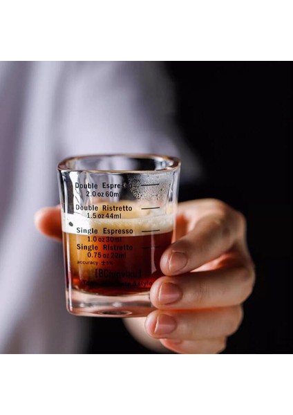 Siyah Espresso Kahve Onsu Kavurma Ölçüm Bardağı Cam 60ML Kare Kalınlaşmış Ons Mezun Konsantre Basit Isıya Dayanıklı (Yurt Dışından)