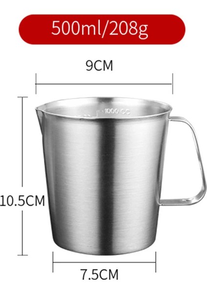 500ML 304 Paslanmaz Çelik Büyük Kapasiteli Ölçme Kabı Ev Ölçme Terazisi Bardak Ölçme Ölçeği ile Kalınlaşmış Çerez Kesici (Yurt Dışından)
