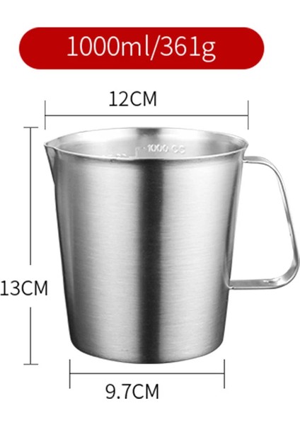 1000ML 304 Paslanmaz Çelik Büyük Kapasiteli Ölçme Kabı Ev Ölçme Ölçeği Bardak Ölçme Ölçeği ile Kalınlaşmış Çerez Kesici (Yurt Dışından)