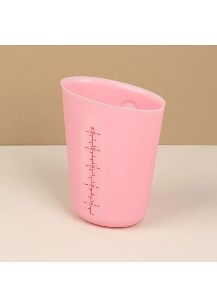 Pembe 250ML Silikon Ölçüm Kabı Pişirme Gereçleri 250ML 500ML Silikon Süt Kupası Görünür Çift Ölçekli Pişirme Kabı (Yurt Dışından)