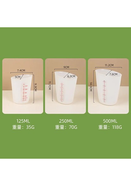 Pembe 250ML Silikon Ölçüm Kabı Pişirme Gereçleri 250ML 500ML Silikon Süt Kupası Görünür Çift Ölçekli Pişirme Kabı (Yurt Dışından)