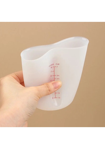 Pembe 250ML Silikon Ölçüm Kabı Pişirme Gereçleri 250ML 500ML Silikon Süt Kupası Görünür Çift Ölçekli Pişirme Kabı (Yurt Dışından)