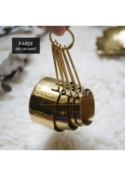 Altın Ölçüm Kaşığı Seti Paslanmaz Çelik Bardak Mutfak Ölçü Aletleri Pişirme Kahve Çay Kaşığı (Yurt Dışından)