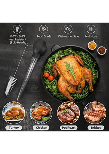 2 Adet 1 Takım Türkiye Baster Şırınga Büyük Gıda Sınıfı Temizleme Fırçası ile Barbekü Baster Şırınga Tüpü Pompası Mutfak Aracı (Yurt Dışından) indirimleri
