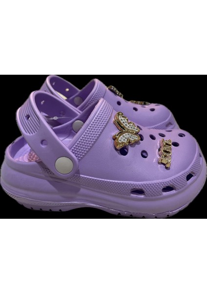 Kız Çocuk Taşlı Yüksek Taban Croks Terlik