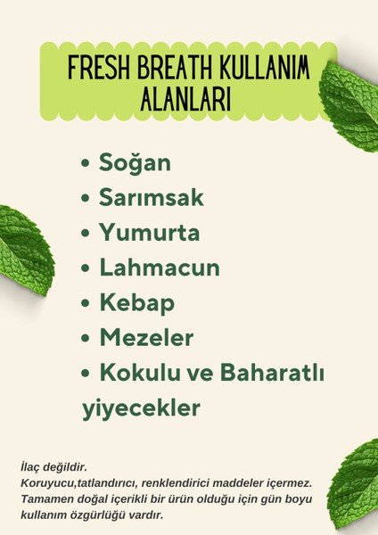 Fresh Breath 4 Kutu 25'li Ağız Kokusu Önleyici, Nefes Temizleyici (Soğan, Sarımsak Koku Yok Edici)