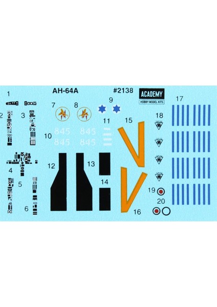 12488 1/72 Ölçek, Israil Kara Kuvvetleri AH-64A Helikopter, Plastik Model Kiti