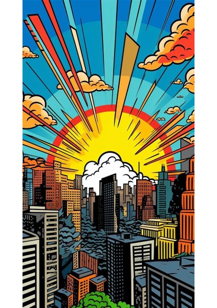Illustrasyon Şehir Tasarım Poster 30X42 cm Çerçevesiz