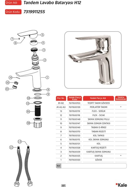 Tandem Lavabo Bataryası (H:12)