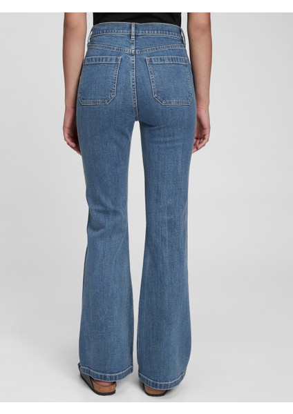Kadın Mavi High Rise Flare Jean Pantolon fiyatları