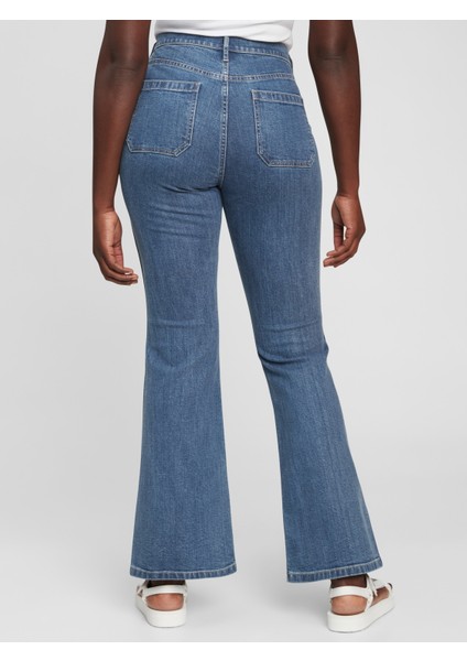 Kadın Mavi High Rise Flare Jean Pantolon indirimleri
