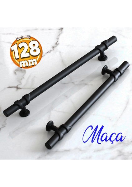 Maça Siyah Metal Kulp 128 Mm-12,8 cm Mobilya Çekmece Mutfak Dolabı Dolap Kulpları Kulbu Kulpu