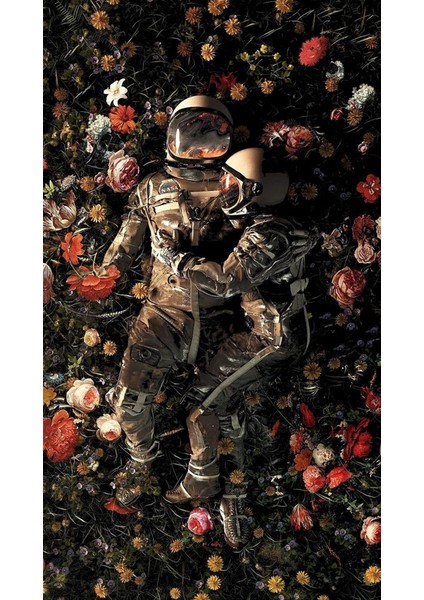 Uzay'da Aşk /astronot Tasarım Poster 30X42 cm Çerçevesiz